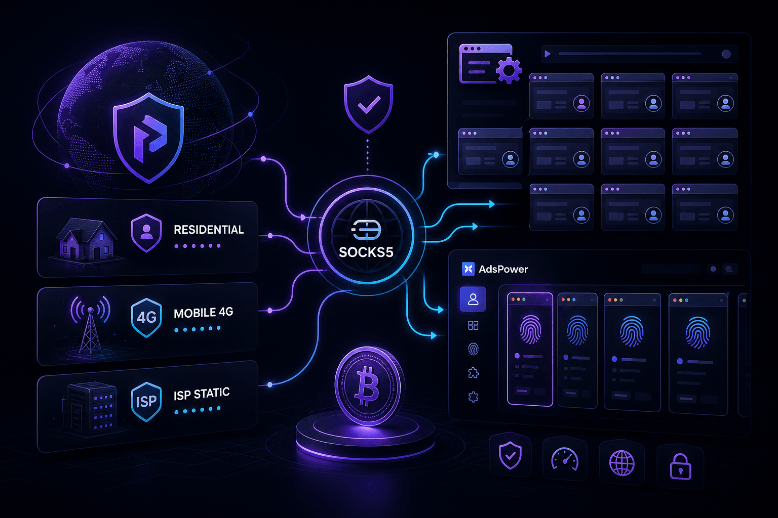 Proxy marketplace with residential and mobile IPs for AdsPower